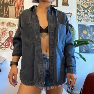 Black Denim Button Up